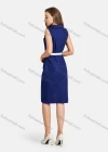 Wholesale Women's Casual Collared Dual Pockets Leather Belt Button Down Denim Dress - Liuhuamall
