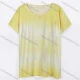 Wholesale Women's Casual Round Neck Short Sleeve Gradient Distressed T-shirt Yellow Clothing Wholesale Market Liuhua