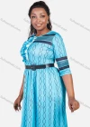 Wholesale Women's Elegant Plus Size High Waist Allover Print Ruffle Trim Half Sleeve Maxi Dress - Liuhuamall