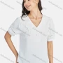 Wholesale Women's Casual Plain V Neck Embroidery Applique Short Sleeve Blouse preview