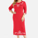 Women's Casual Crew Neck 3/4 Sleeve Embroidered Dress 3# Clothing Wholesale Market -LIUHUA