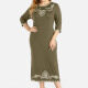 Women's Casual Crew Neck 3/4 Sleeve Embroidered Dress 7# Clothing Wholesale Market -LIUHUA
