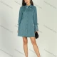 Wholesale Women's Plain Button Front Lace Sleeve Short Shirt Dress 14# Clothing Wholesale Market Liuhua