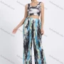 Wholesale Women's Casual Tie Dye Crop Tank Top & Wide Leg Pants 2 Piece Set preview