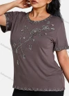Wholesale Women's Elegant Round Neck Floral Embroidery Short Sleeve T-Shirt - Liuhuamall