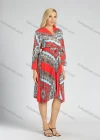 Wholesale Women's Casual Folk Art Print V-Neck A Line Pleated Wrap Dress - Liuhuamall