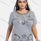 Wholesale Women's Elegant Round Neck Floral Sequin Embroidery Short Sleeve T-Shirt Gray Clothing Wholesale Market Liuhua