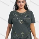 Wholesale Women's Elegant Round Neck Floral Sequin Embroidery Short Sleeve T-Shirt Dim Gray Clothing Wholesale Market Liuhua