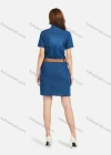Wholesale Women's Denim Short Sleeve Collared Button Front Casual Short Dress With Belt - Liuhuamall