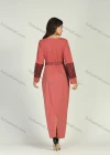 Wholesale Women's Round-Neck Long Sleeve Bowknot Button Down Lace Mesh Maxi Dress With Belt - Liuhuamall