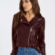 Women's PU Leather Zipper Buckle Belted Long Sleeve Motorcycle Crop Jacket 10# Clothing Wholesale Market -LIUHUA