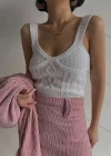 Wholesale Women's Casual Plain Scoop Neck Cable Knit Pullover Knit Tank Top - Liuhuamall