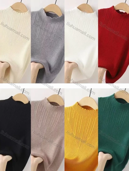 Wholesale Women's Casual Mock Neck Plain Knit Ribbed Sleeveless Sweater Vest 616#