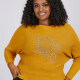 Womens' Casual Plus Size Rhinestone Pearl Decor Knit Top 2101# Yellow Clothing Wholesale Market -LIUHUA