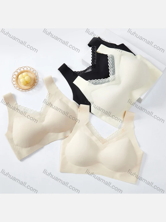 Wholesale Women's Basics Plain Lace Trim Built-in Bra Lingerie 607#