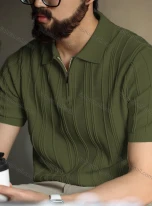 Wholesale Oscar Factory Casual Men's Half-Zip Lapel Polo Shirt for Comfortable and Breathable., LIUHUA CLOTHING WHOLESALE