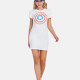 Women's Casual Short Sleeve Graphic Slim Plain Short Tee Dress White Clothing Wholesale Market -LIUHUA