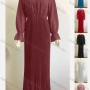 Wholesale Women's Plain Chiffon Elegant Collared Poet SleeveBell Sleeve Empire Waist Maxi Dress preview