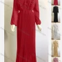 Wholesale Women's Chiffon Elegant Tie Neck Long Sleeve Ruffle Trim Empire Waist Maxi Dress preview