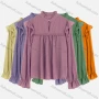 Wholesale Women's Casual Plain Chiffon Ruffle Neck Jacquard Swiss Dot Ruffle Trim Sheer Mesh Blouse preview