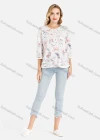 Wholesale Women's Casual Floral And Leaf Print Round Neck Blouse - Liuhuamall