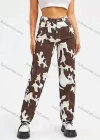 Wholesale Women's Cow Print Button Closure Dual Pockets Straight Leg Pant - Liuhuamall