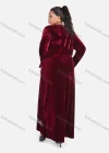 Wholesale Women's African Oversized Floral Modest Velvet Abaya Muslim Embroidery Long Sleeve Maxi Dress - Liuhuamall