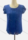 Wholesale Women's Casual Crew Neck Short Sleeve Lace Ruched Blouse - Liuhuamall