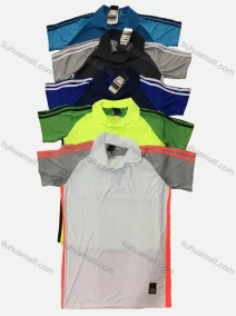 Wholesale Men's Sporty Short Sleeve Striped Button Front Polo Shirt, LIUHUA CLOTHING WHOLESALE