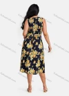 Wholesale Women's Plus Size Scoop Neck Sleeveless Floral Print Shirred Midi Dress - Liuhuamall