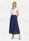 Wholesale Women's Elastic Waist Ruched Ruffle Hem Plain Maxi Skirt - Liuhuamall