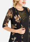 Wholesale Women's Casual Spring Floral Print Half Sleeve Mesh Cardigan - Liuhuamall