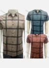 Wholesale Men's Casual Allover Plaid Print Button Down Collared Short Sleeve Shirt - Liuhuamall