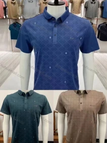 Wholesale Men's Casual Plaid Print Collared Short Sleeve Polo Shirt, LIUHUA CLOTHING WHOLESALE