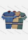 Wholesale Men's Casual Striped Collared Colorblock Patch Pocket Short Sleeve Polo Shirt F36# - Liuhuamall
