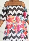 Wholesale Women's Plus Size Spaghetti Strap Shirred Short Sleeve Floral Splicing Print Cold Shoulder Floor Length Dress - Liuhuamall