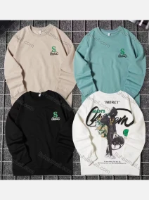 Wholesale Men's Fashion Crew Neck Long Sleeve Graphic Pullover Sweatshirts, LIUHUA CLOTHING WHOLESALE