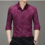 Wholesale Men's Fashion Collared Button Down Floral Print Long Sleeve Shirt 7199# preview