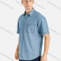 Wholesale Men's Casual Plain Short Sleeve Pocket Button Front Denim Shirt preview