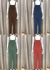 Wholesale Women's Casual Corduroy Adjustable Strap Straight Leg Pockets Overalls Jumpsuit - Liuhuamall