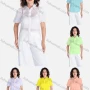 Wholesale Women's Casual Plain Semi-sheer Embroidery Button Down Short Sleeve Shirt V2640# preview