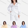 Wholesale Women's Casual Floral Print Lapel Pearl Decor Long Sleeve Button Down Shirt V2638# preview