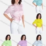 Wholesale Women's Casual Floral Print Half Sleeve Button Down Tie Front Shirt V2843# preview