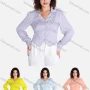 Wholesale Women's Casual Floral Print Pleated Turn Down Button Down Long Sleeve Shirts V2845# preview