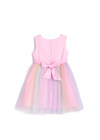 Wholesale Girls Sleeveless Bow Front Appliques Rainbow Lace Hem Flower Girl Dress - Liuhuamall