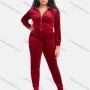 Wholesale Women's Casual Long Sleeve Back Graffiti Letter Print Suede Zipper Crop Hooded Jacket & Sweatpants Sets preview