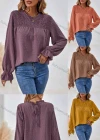 Wholesale Women's Casual Plain Shirred Swiss Dot Long Sleeve Blouse - Liuhuamall
