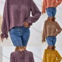 Wholesale Women's Casual Plain Shirred Swiss Dot Long Sleeve Blouse preview