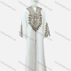 Wholesale Women's Casual Folk Art Embroidery Notched Neck Beaded Rhinestone Decor Long Sleeve Abaya Dress White Wholesale Clothing Market & Suppliers -LIUHUAMALL