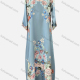 Wholesale Women's Casual Floral Print Crew Neck Pearl Decor Long Sleeve Abaya Dress Blue Wholesale Clothing Market & Suppliers -LIUHUAMALL